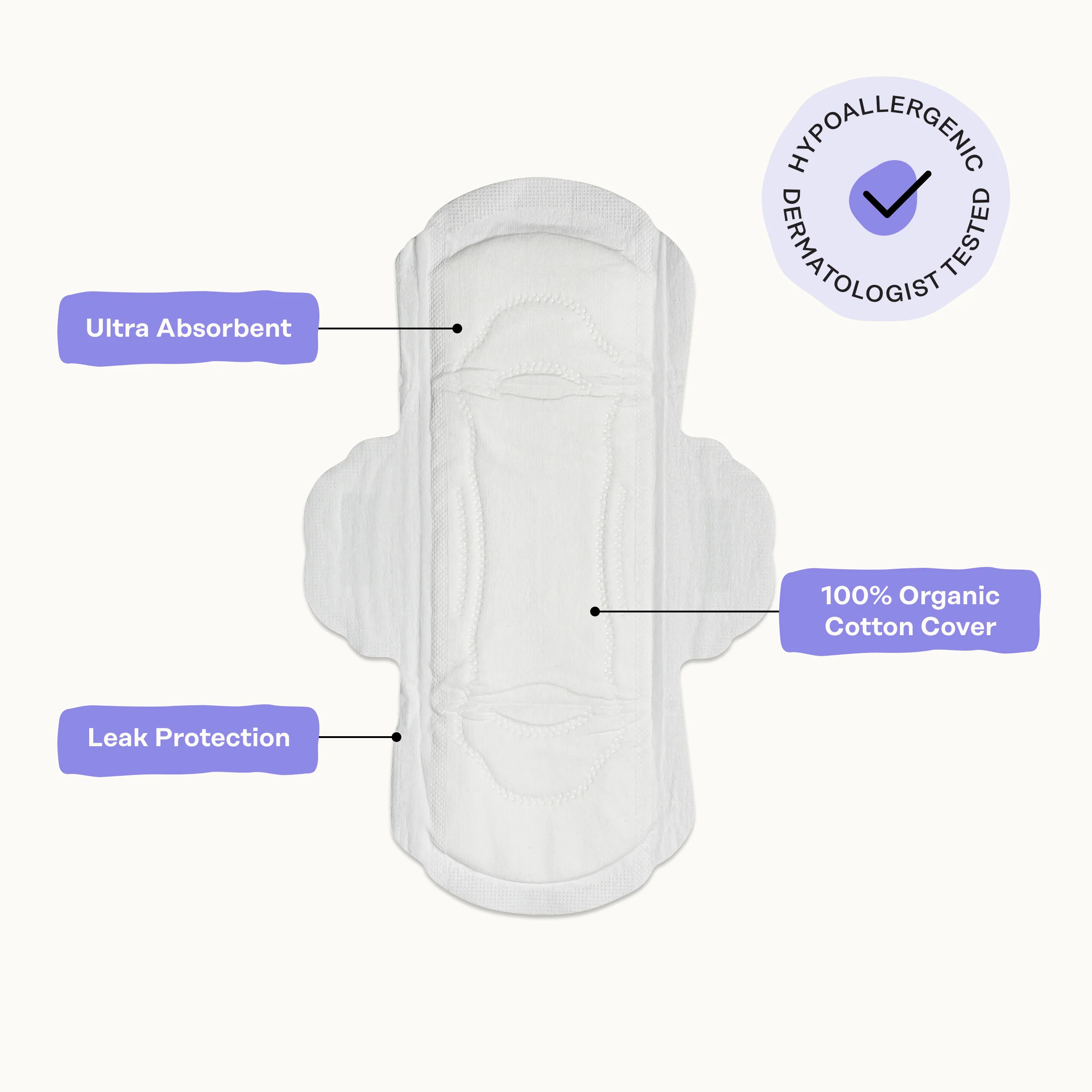 Organic Cotton Cover Calming Herbal Infusion Regular Pads With Wings - Image 3