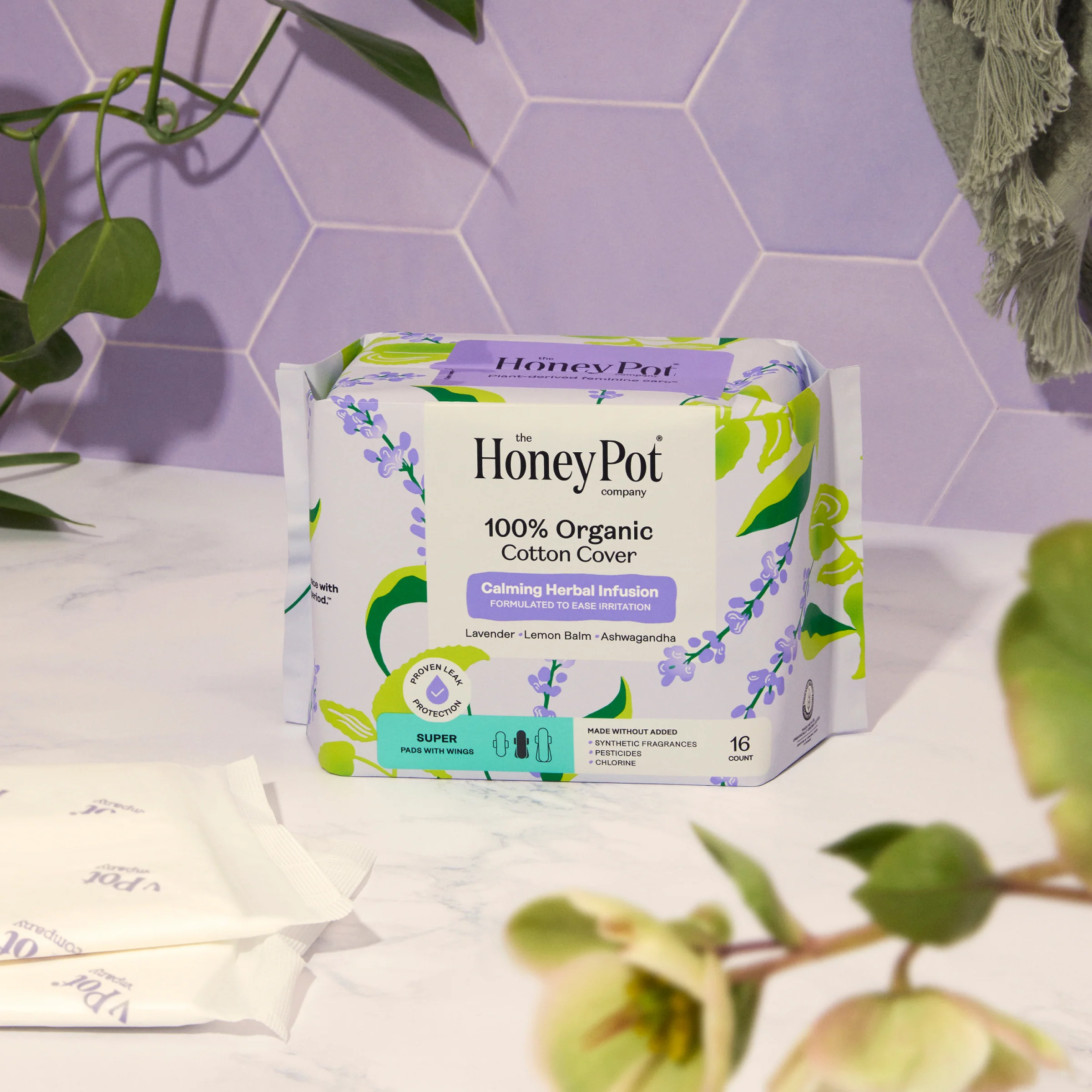 Organic Cotton Cover Calming Herbal Infusion Super Pads With Wings - Image 4