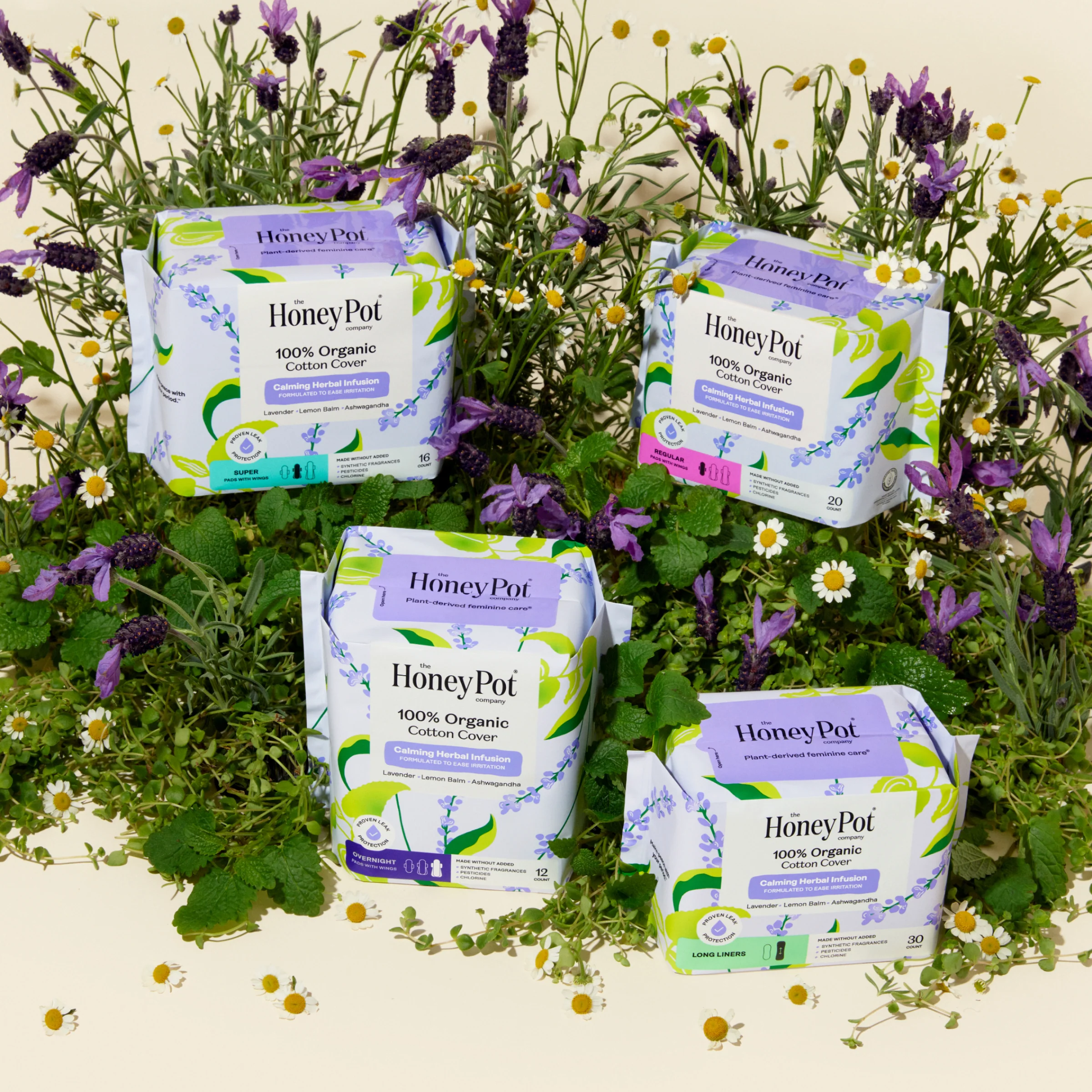 Organic Cotton Cover Calming Herbal Infusion Super Pads With Wings - Image 7