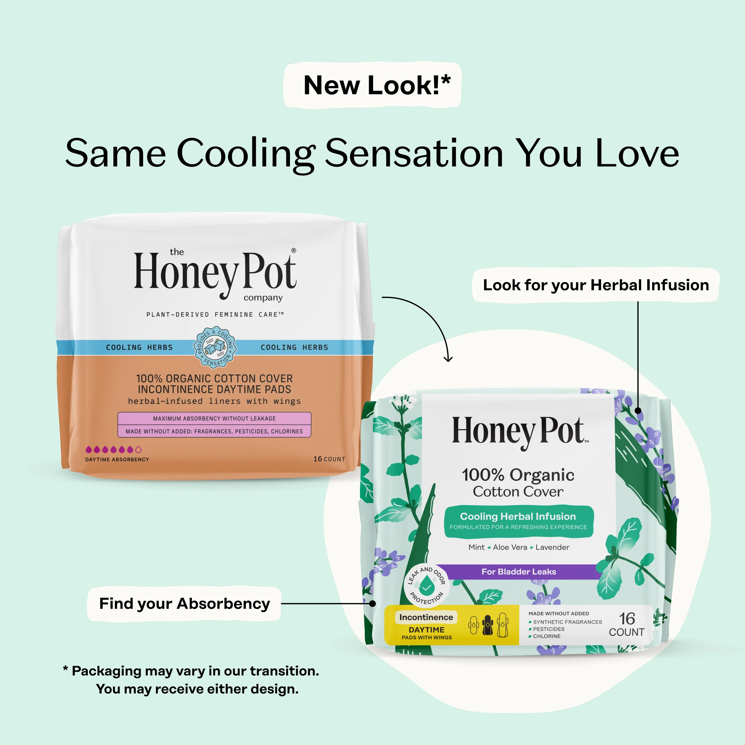 Incontinence Cooling Herbal Infusion 100% Organic Cotton Cover Daytime Pads - Image 2